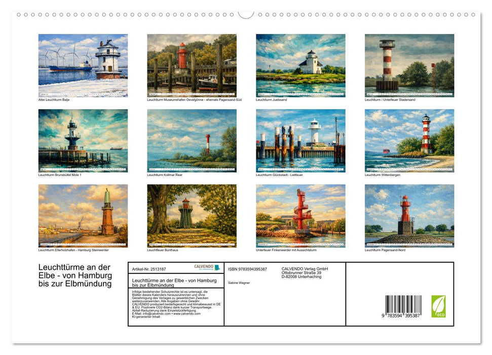 Leuchttürme an der Elbe - von Hamburg bis zur Elbmündung (CALVENDO Premium Wandkalender 2027)