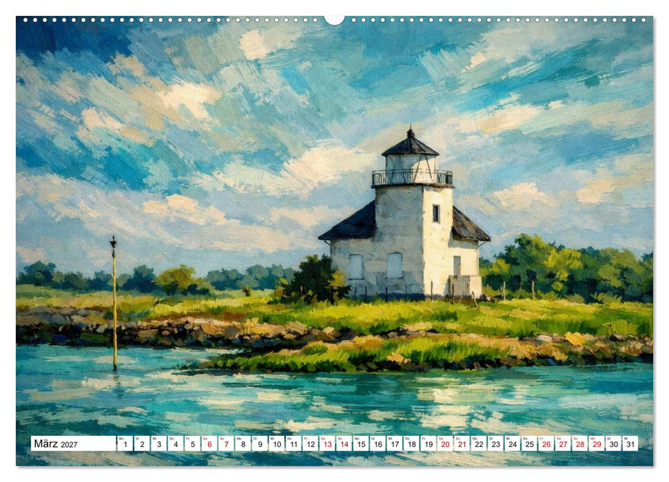 Leuchttürme an der Elbe - von Hamburg bis zur Elbmündung (CALVENDO Premium Wandkalender 2027)