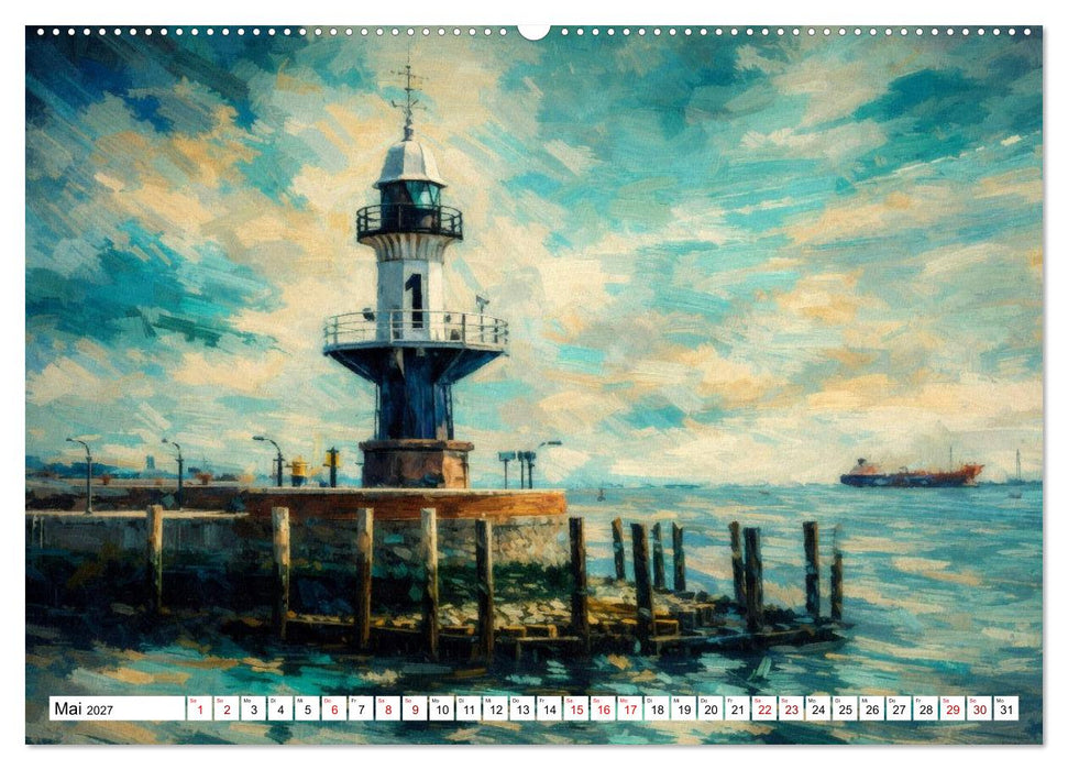 Leuchttürme an der Elbe - von Hamburg bis zur Elbmündung (CALVENDO Premium Wandkalender 2027)