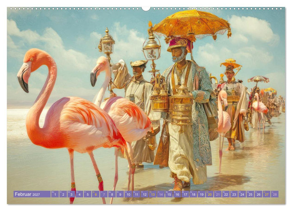 Flamingos - Märchenhafte Illustrationen (CALVENDO Premium Wandkalender 2027)