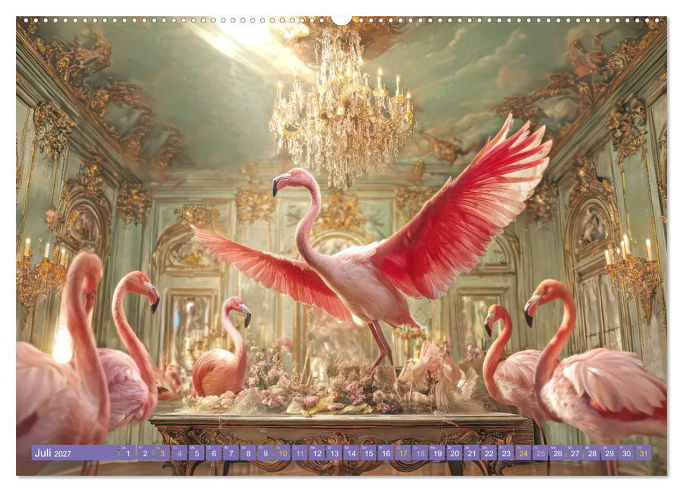 Flamingos - Märchenhafte Illustrationen (CALVENDO Premium Wandkalender 2027)
