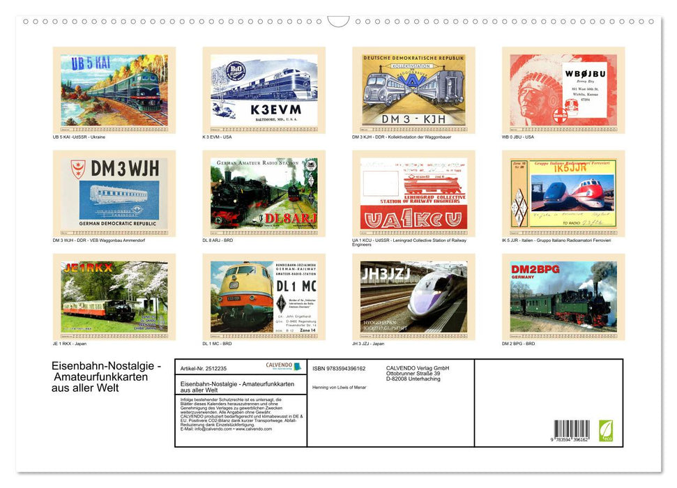 Eisenbahn-Nostalgie - Amateurfunkkarten aus aller Welt (CALVENDO Wandkalender 2027)