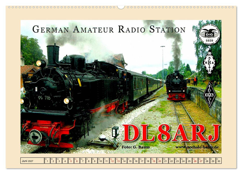 Eisenbahn-Nostalgie - Amateurfunkkarten aus aller Welt (CALVENDO Wandkalender 2027)
