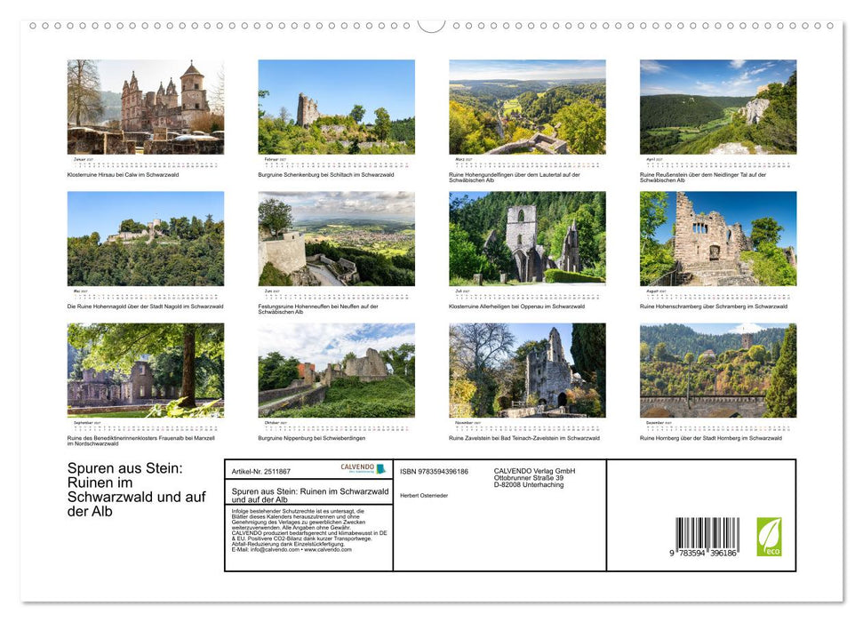 Spuren aus Stein: Ruinen im Schwarzwald und auf der Alb (CALVENDO Premium Wandkalender 2027)