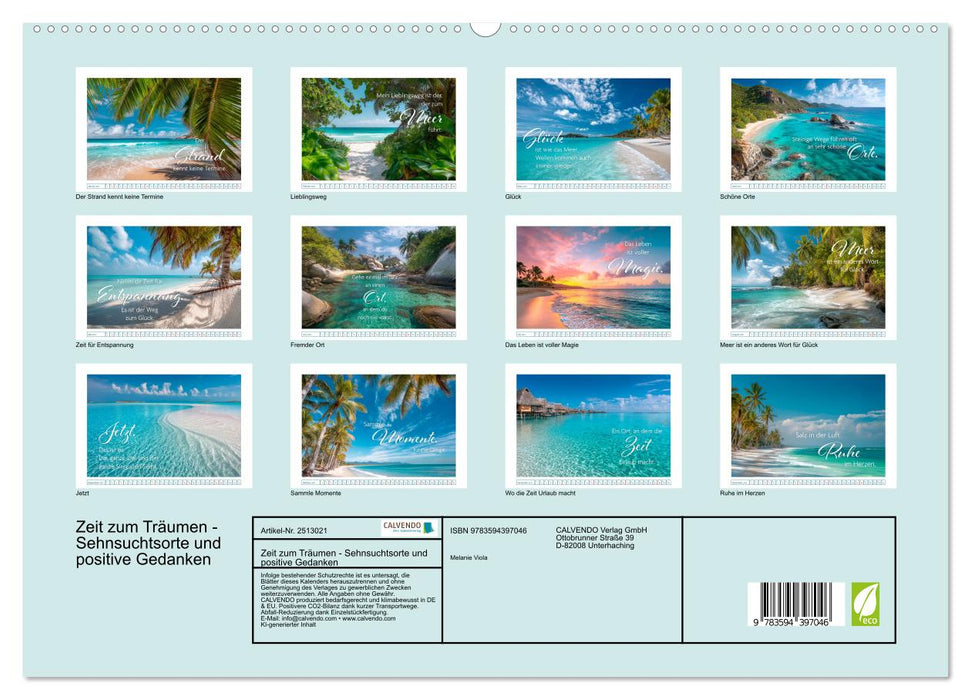 Zeit zum Träumen - Sehnsuchtsorte und positive Gedanken (CALVENDO Premium Wandkalender 2027)