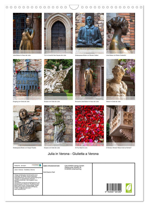 Julia in Verona - Giulietta a Verona (CALVENDO Wandkalender 2027)