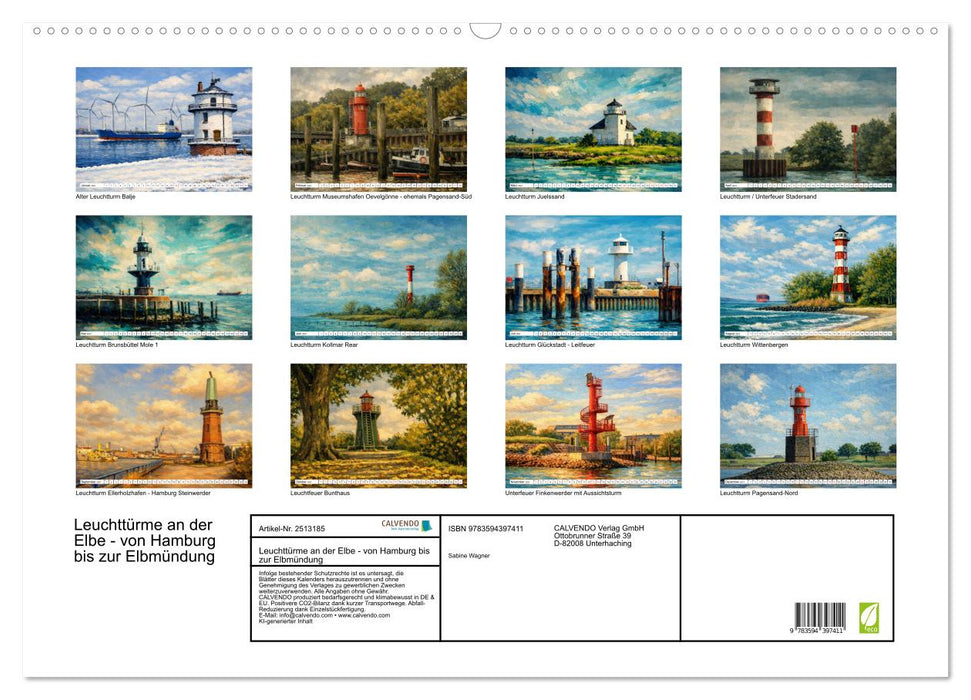 Leuchttürme an der Elbe - von Hamburg bis zur Elbmündung (CALVENDO Wandkalender 2027)
