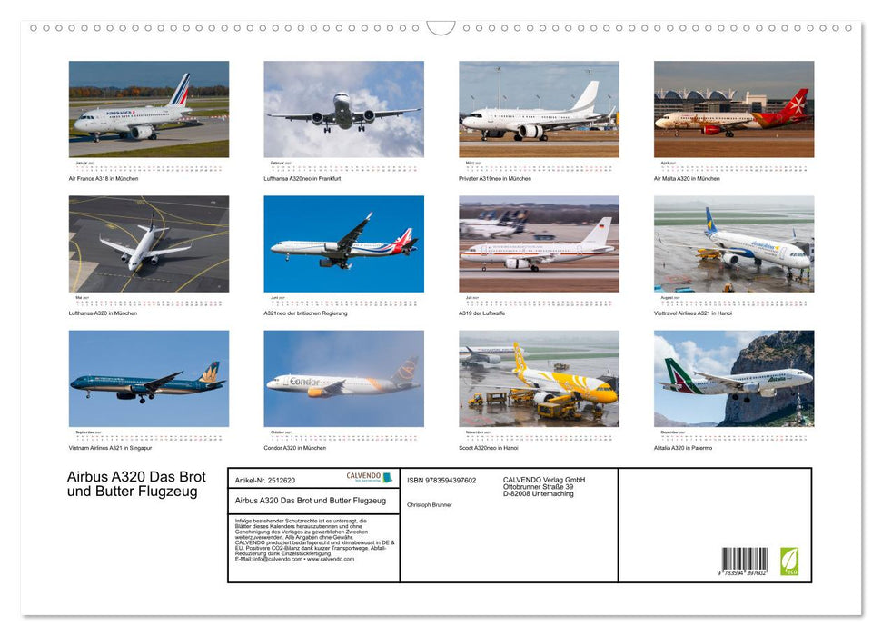 Airbus A320 Das Brot und Butter Flugzeug (CALVENDO Wandkalender 2027)