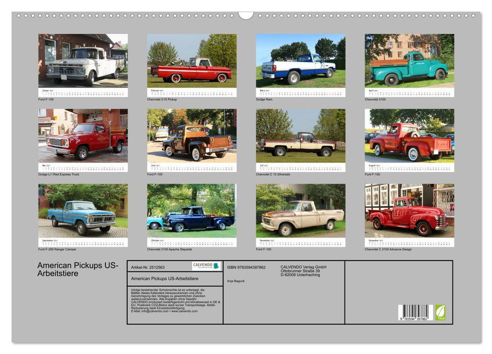 American Pickups US-Arbeitstiere (CALVENDO Wandkalender 2027)