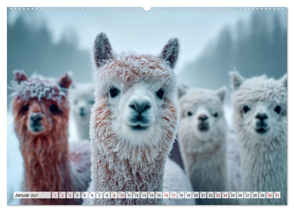 Alpakas - Charmante Begleiter (CALVENDO Wandkalender 2027)