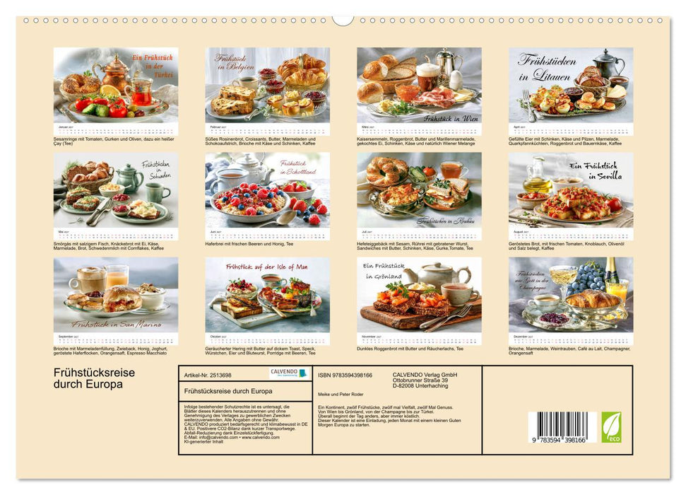 Frühstücksreise durch Europa (CALVENDO Premium Wandkalender 2027)