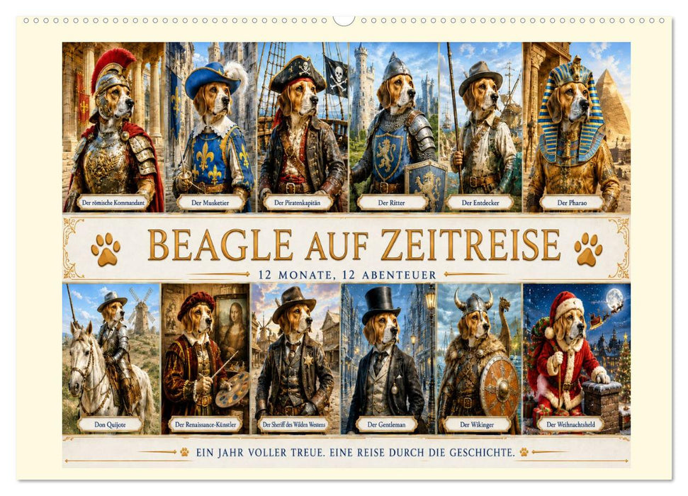 Beagle auf Zeitreise (CALVENDO Wandkalender 2027)