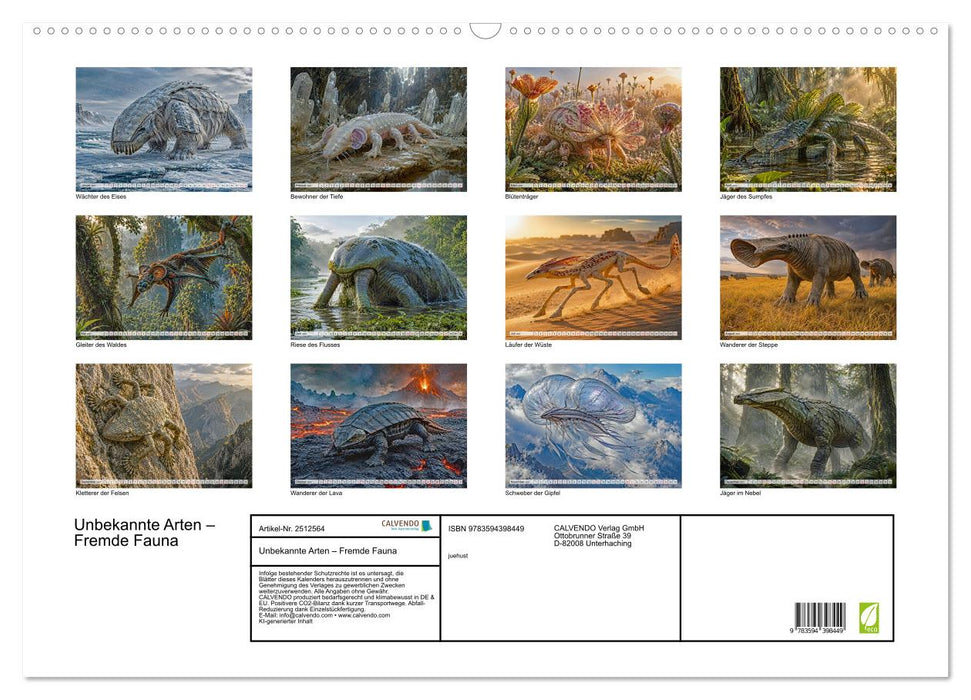 Unbekannte Arten – Fremde Fauna (CALVENDO Wandkalender 2027)