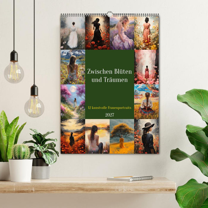 Zwischen Blüten und Träumen - 12 kunstvolle Frauenportraits (CALVENDO Wandkalender 2027)