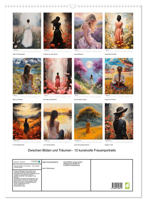 Zwischen Blüten und Träumen - 12 kunstvolle Frauenportraits (CALVENDO Wandkalender 2027)