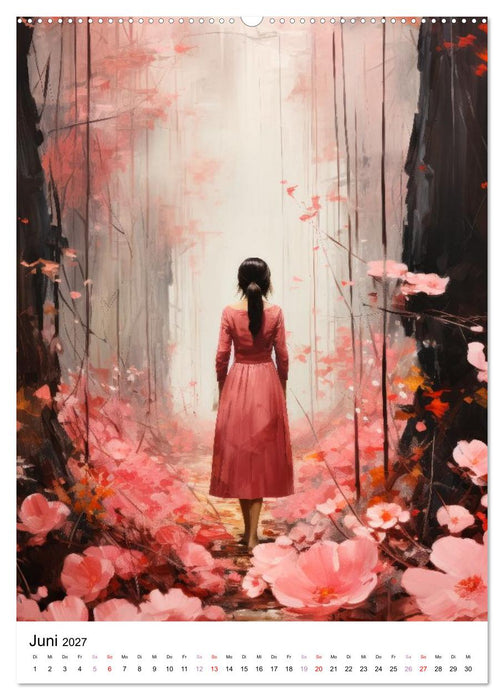 Zwischen Blüten und Träumen - 12 kunstvolle Frauenportraits (CALVENDO Wandkalender 2027)