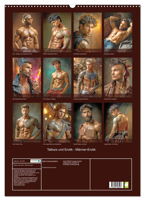 Tattoos und Erotik - Männer-Erotik (CALVENDO Wandkalender 2027)
