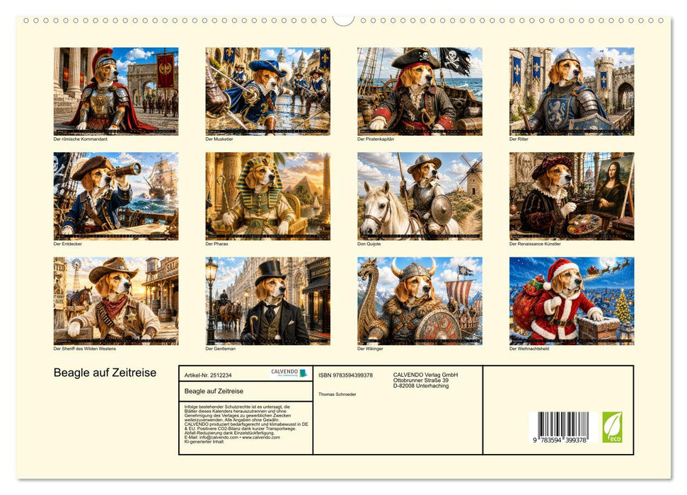 Beagle auf Zeitreise (CALVENDO Premium Wandkalender 2027)