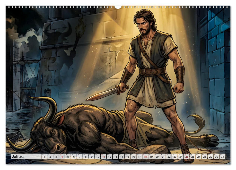 Theseus und der Minotaurus - Der Kampf im Labyrinth (CALVENDO Premium Wandkalender 2027)