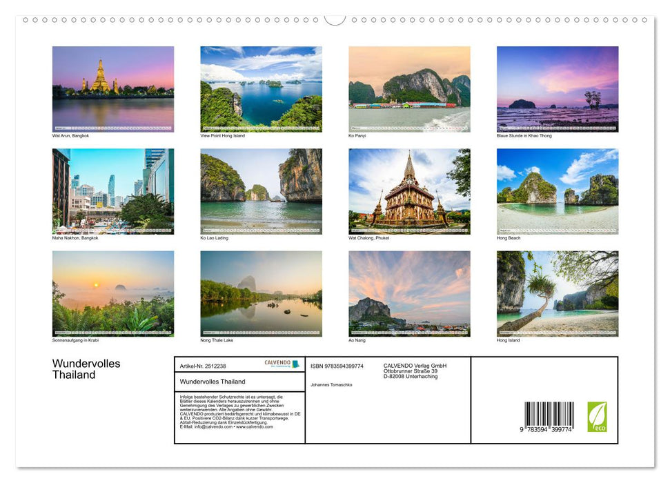 Wundervolles Thailand (CALVENDO Premium Wandkalender 2027)