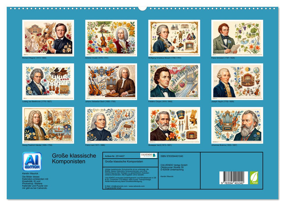 Große klassische Komponisten (CALVENDO Wandkalender 2027)