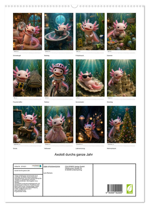 Axolotl durchs ganze Jahr (CALVENDO Premium Wandkalender 2027)