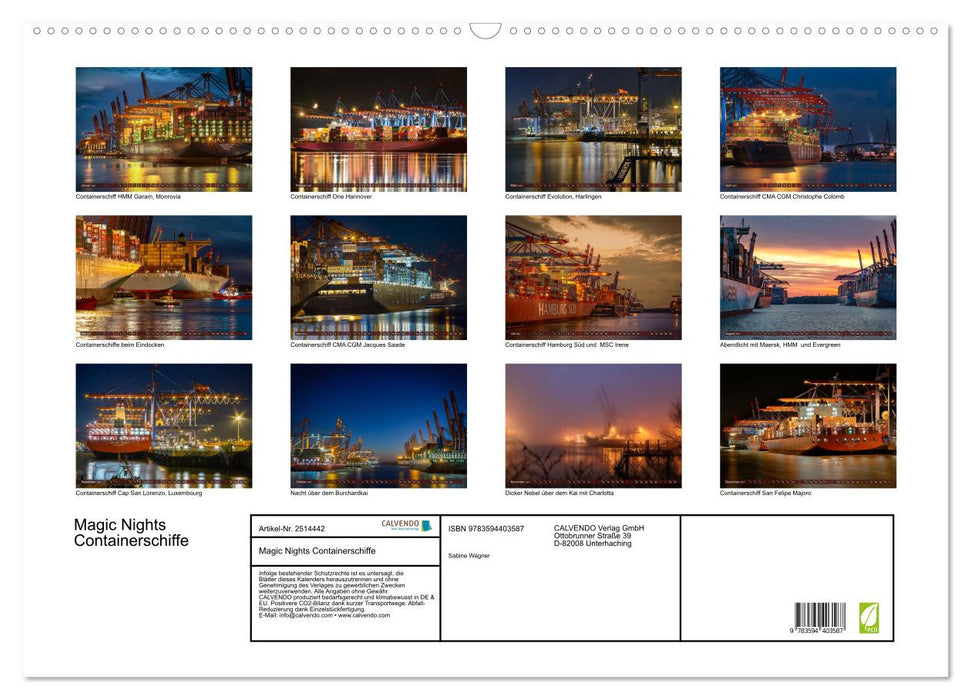 Magic Nights Containerschiffe (CALVENDO Wandkalender 2027)