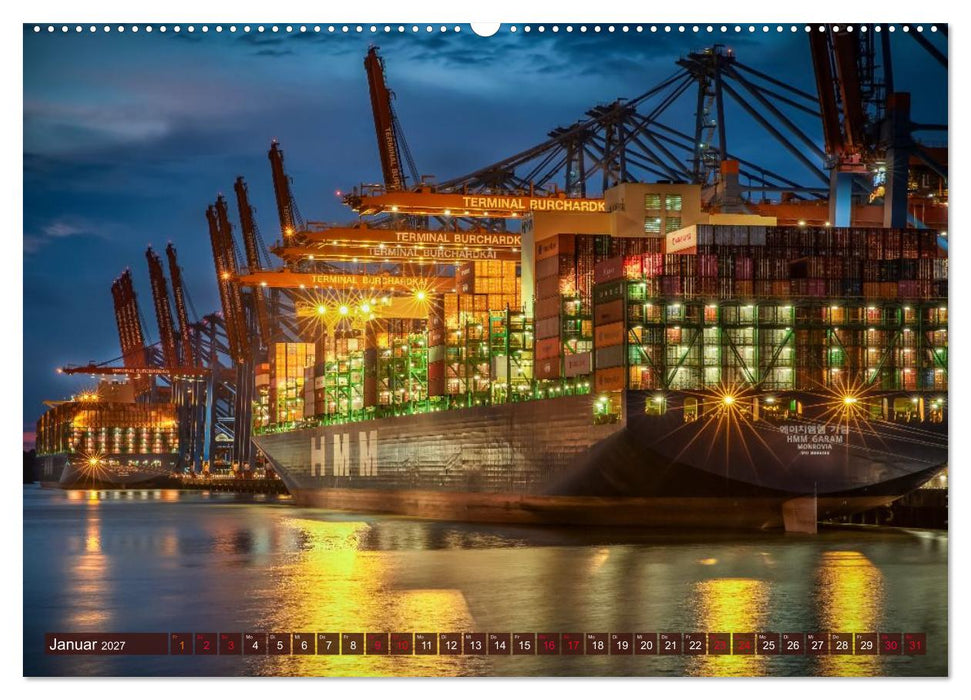 Magic Nights Containerschiffe (CALVENDO Wandkalender 2027)