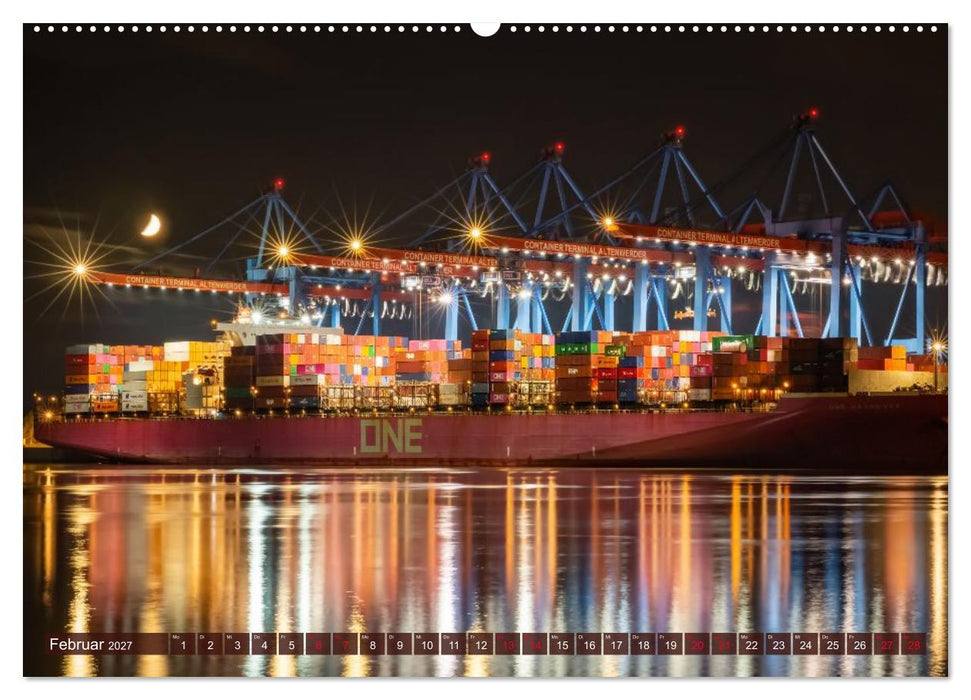 Magic Nights Containerschiffe (CALVENDO Wandkalender 2027)