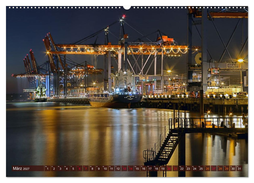 Magic Nights Containerschiffe (CALVENDO Wandkalender 2027)