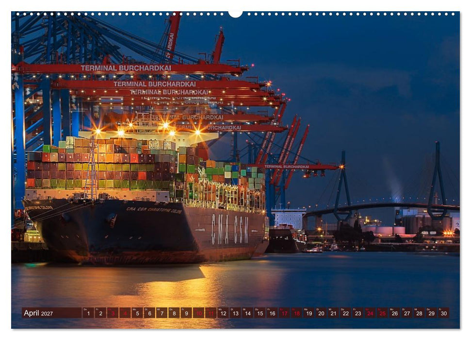 Magic Nights Containerschiffe (CALVENDO Wandkalender 2027)