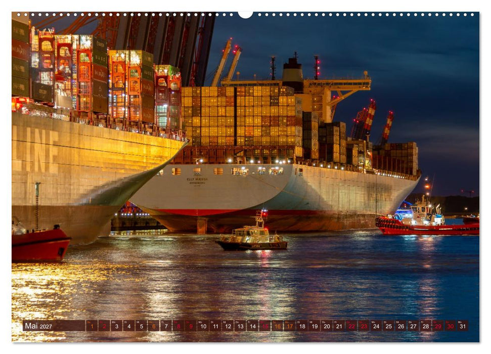 Magic Nights Containerschiffe (CALVENDO Wandkalender 2027)