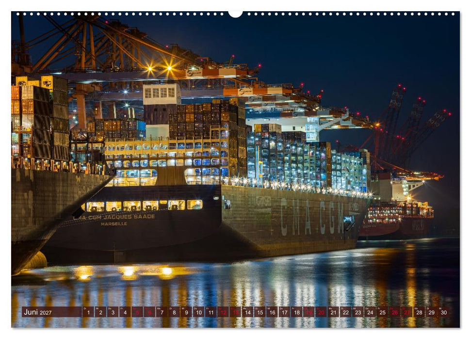 Magic Nights Containerschiffe (CALVENDO Wandkalender 2027)