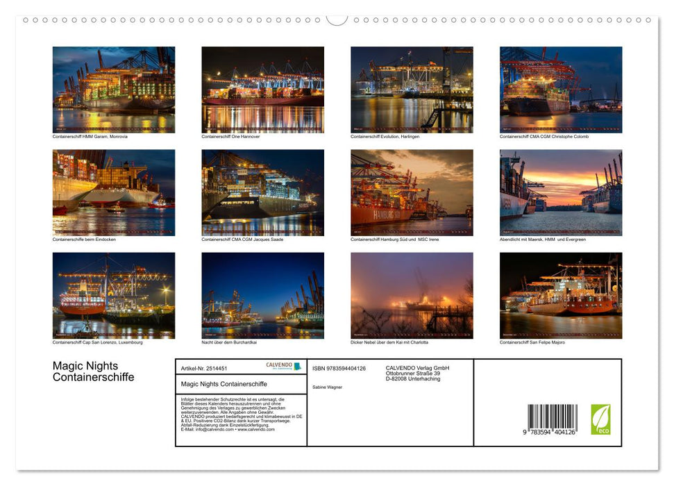 Magic Nights Containerschiffe (CALVENDO Premium Wandkalender 2027)