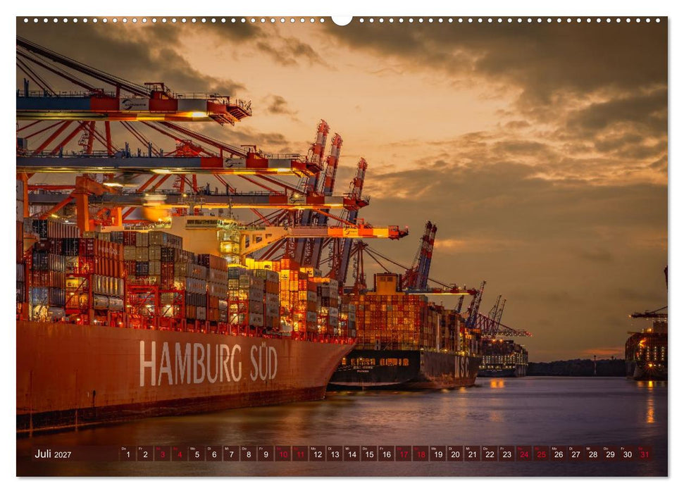 Magic Nights Containerschiffe (CALVENDO Premium Wandkalender 2027)
