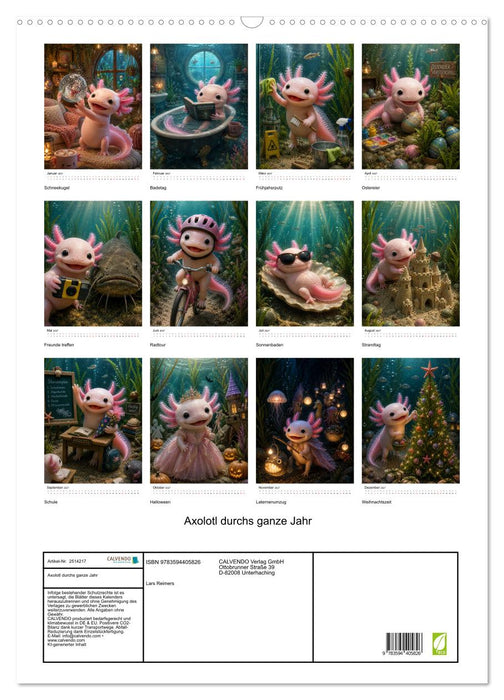 Axolotl durchs ganze Jahr (CALVENDO Wandkalender 2027)