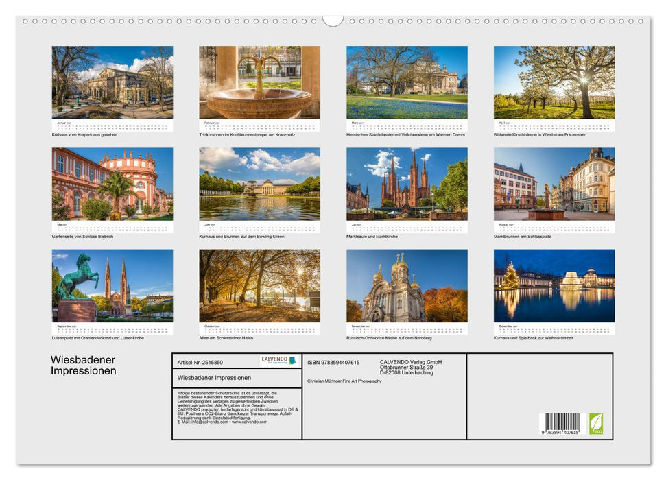 Wiesbadener Impressionen (CALVENDO Wandkalender 2027)