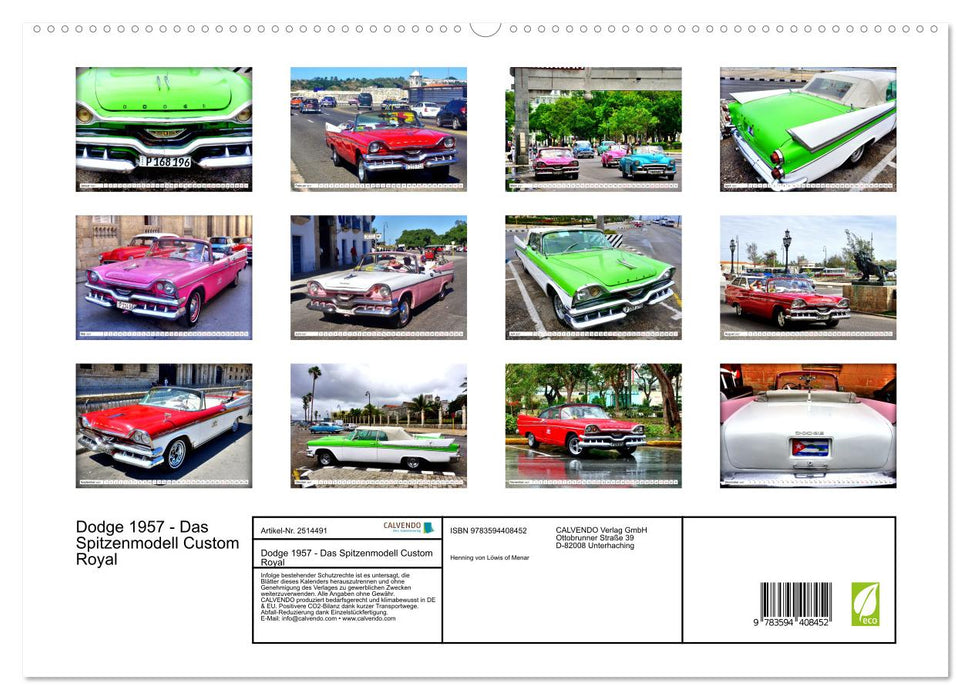 Dodge 1957 - Das Spitzenmodell Custom Royal (CALVENDO Premium Wandkalender 2027)