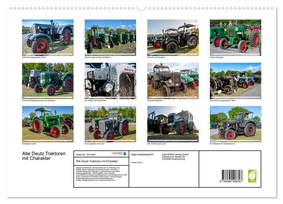Alte Deutz Traktoren mit Charakter (CALVENDO Premium Wandkalender 2027)