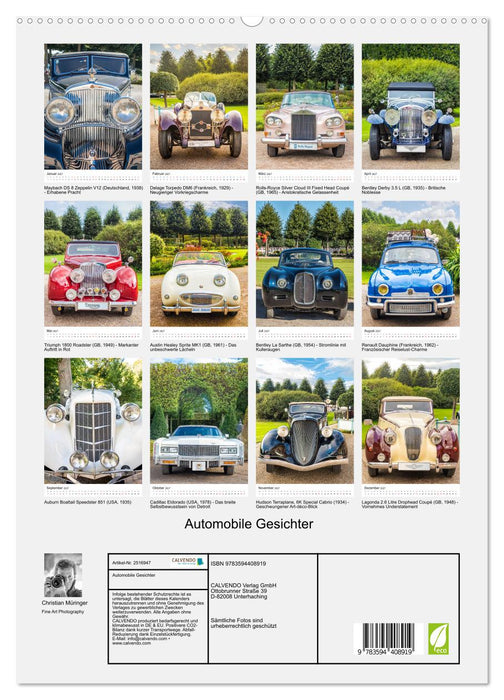 Automobile Gesichter (CALVENDO Premium Wandkalender 2027)