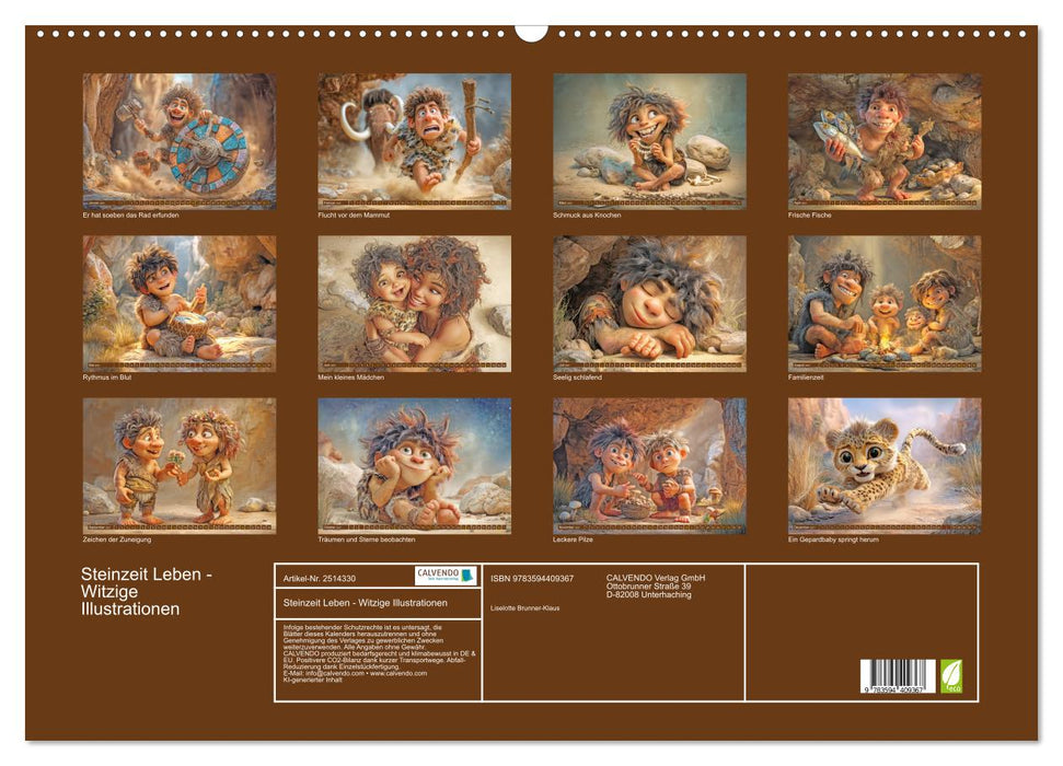 Steinzeit Leben - Witzige Illustrationen (CALVENDO Wandkalender 2027)