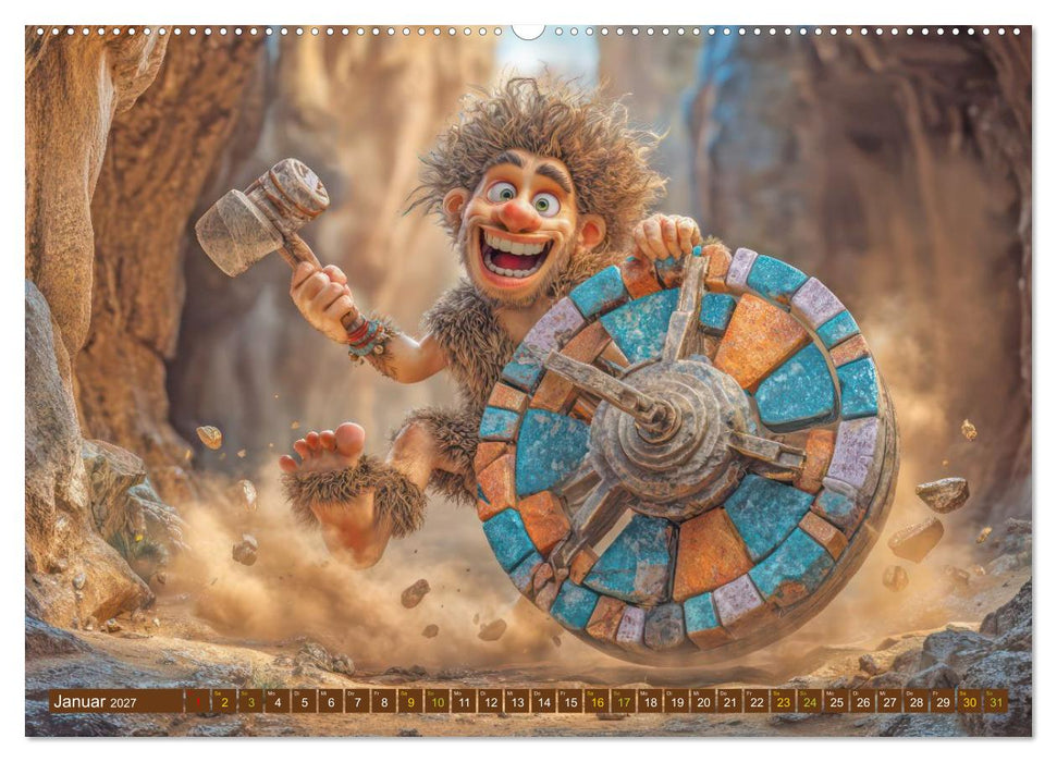 Steinzeit Leben - Witzige Illustrationen (CALVENDO Wandkalender 2027)