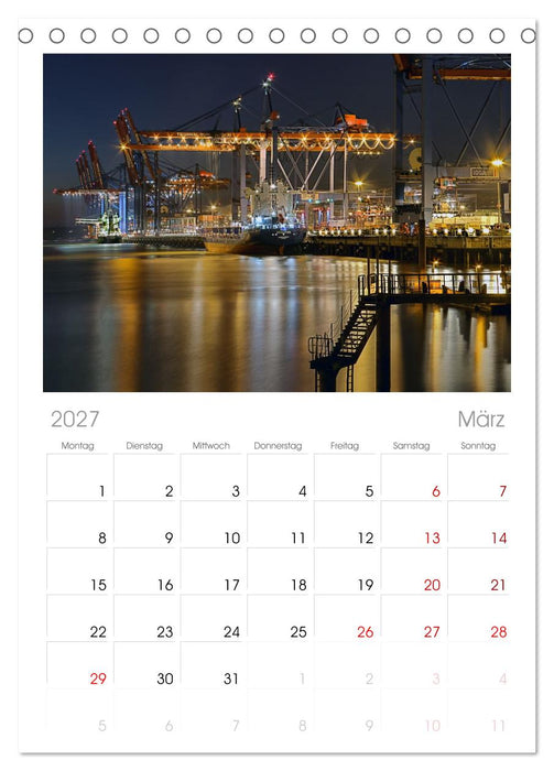 Magic Nights Containerschiffe (CALVENDO Tischplaner A5H 2027)