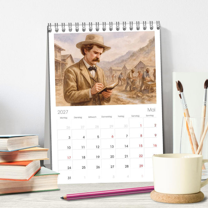 Mark Twain (CALVENDO Tischplaner A5H 2027)