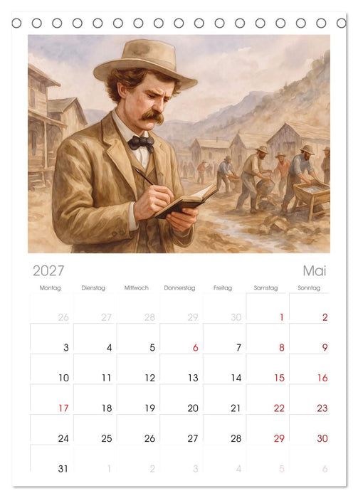 Mark Twain (CALVENDO Tischplaner A5H 2027)
