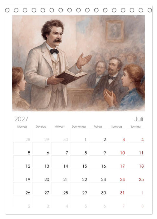 Mark Twain (CALVENDO Tischplaner A5H 2027)