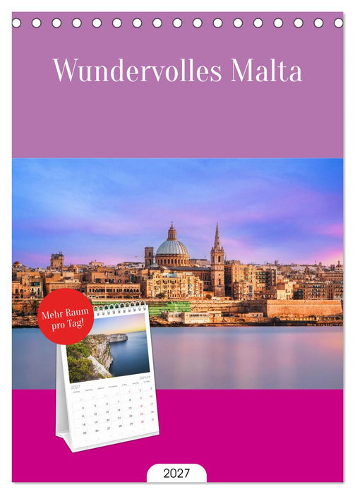 Wundervolles Malta (CALVENDO Tischplaner A5H 2027)