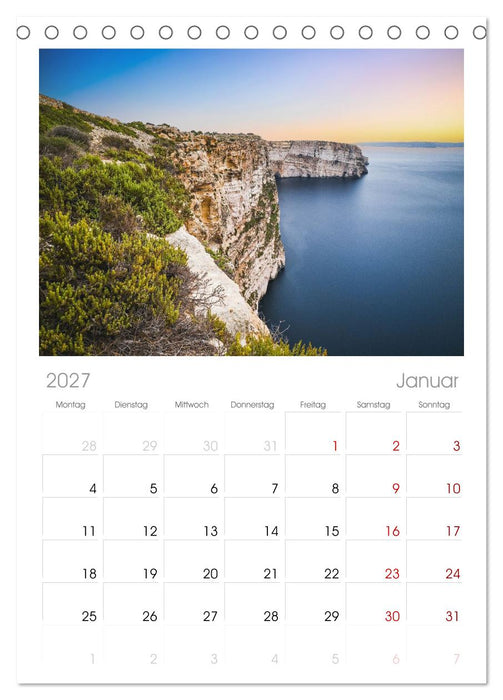 Wundervolles Malta (CALVENDO Tischplaner A5H 2027)