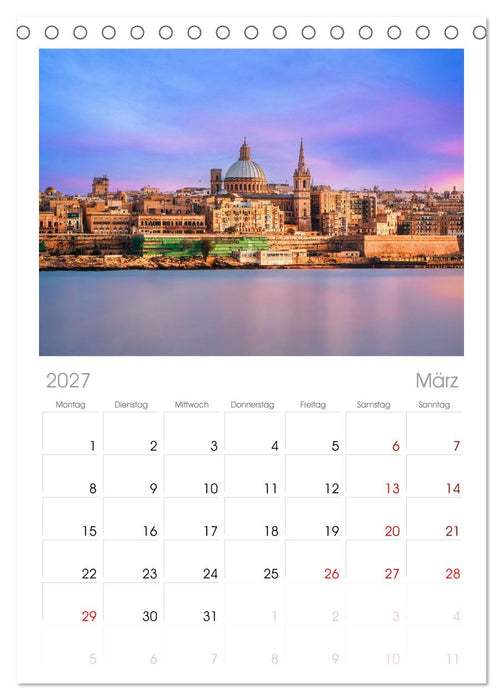 Wundervolles Malta (CALVENDO Tischplaner A5H 2027)
