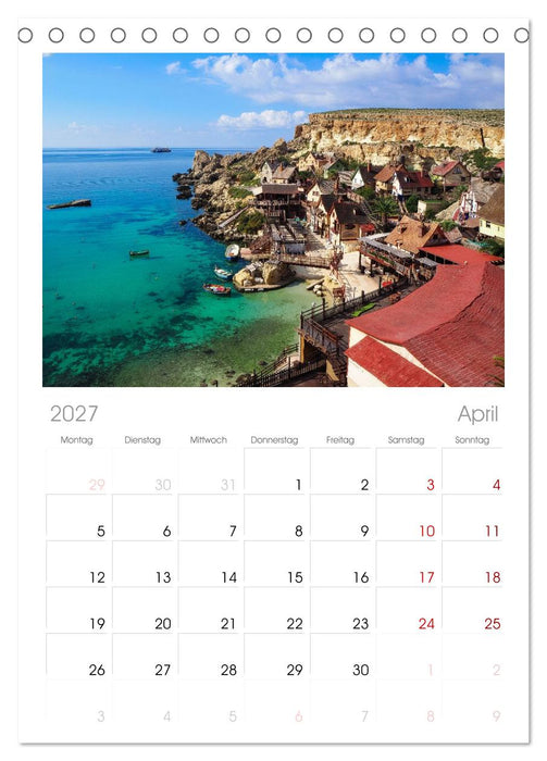 Wundervolles Malta (CALVENDO Tischplaner A5H 2027)